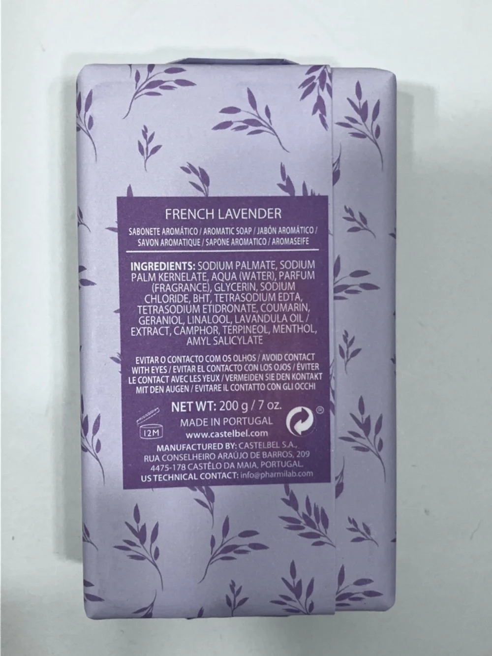 Castelbel French Lavender Bar Soap 7 oz.